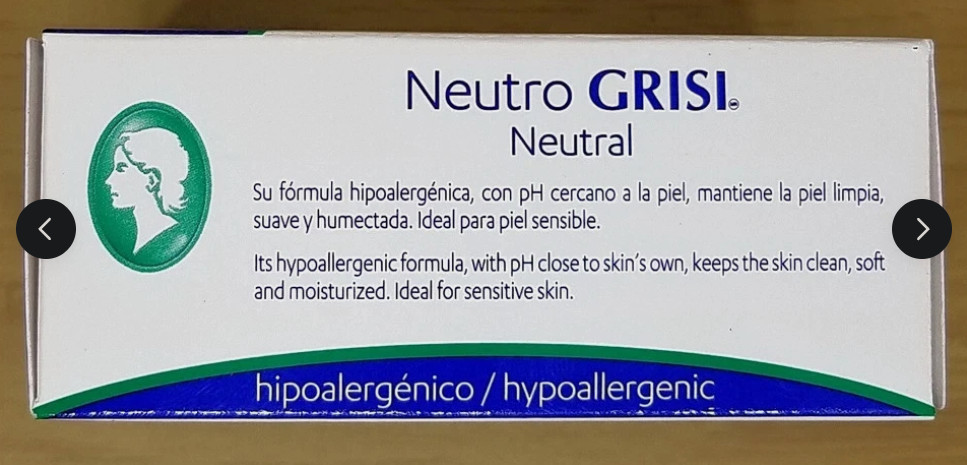 pack de 4. Grisi Neutro Soap Bar. Hypoallergenic / Jabon Neutro Grisi 3.5 oz.