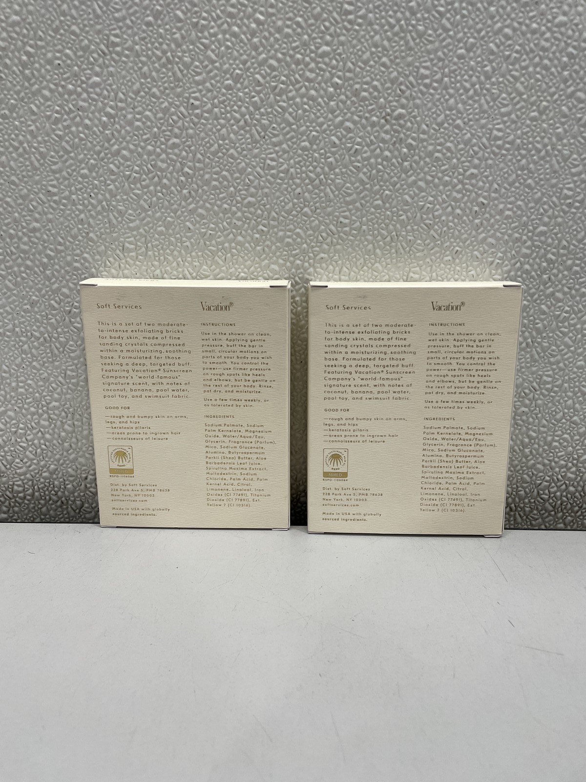 Lot Of 2 Vacation Buffing Bar Microcrystal Exfoliant Body Bar Duo, 7.5oz
