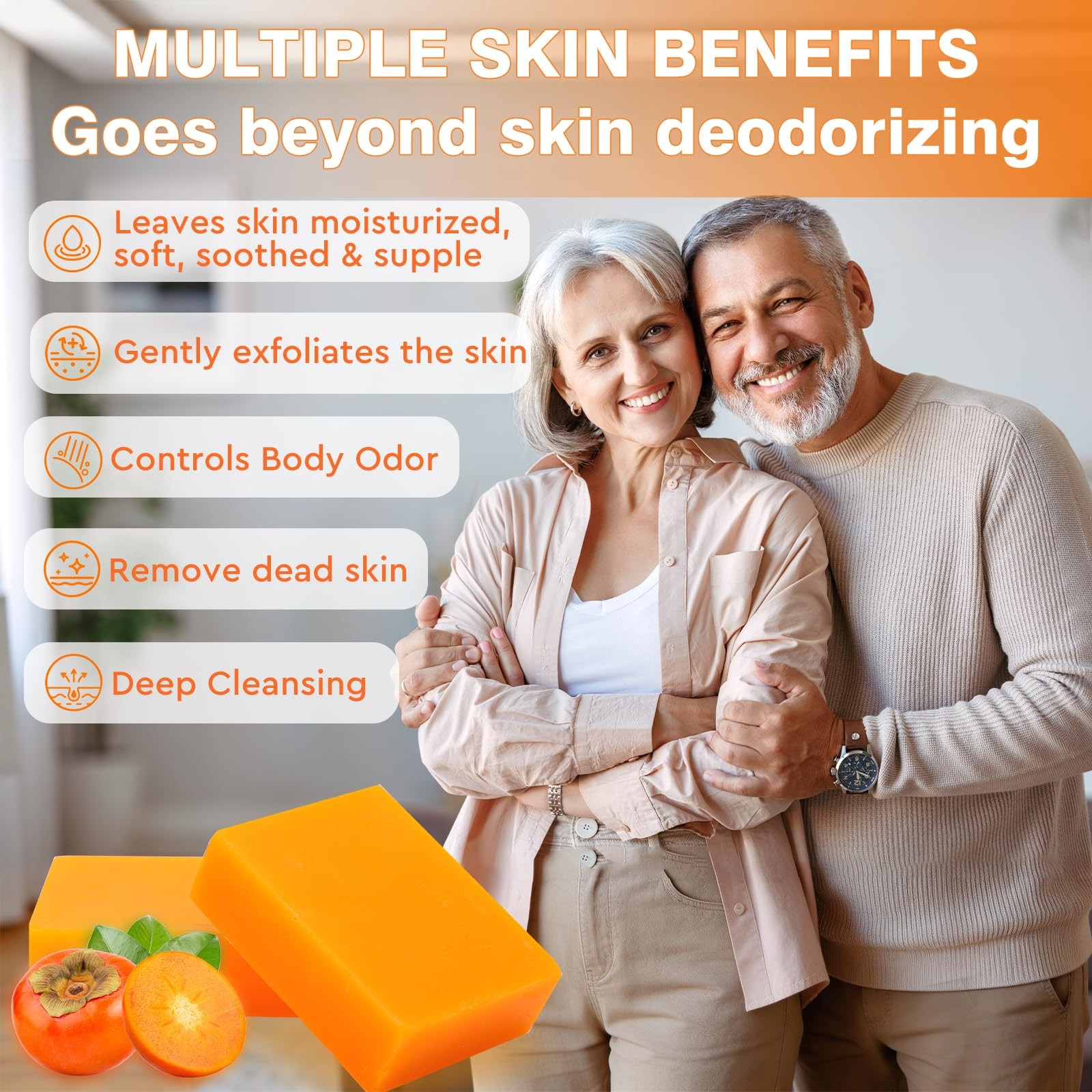 5 PCS Persimmon Soap Bar for Old People Smell