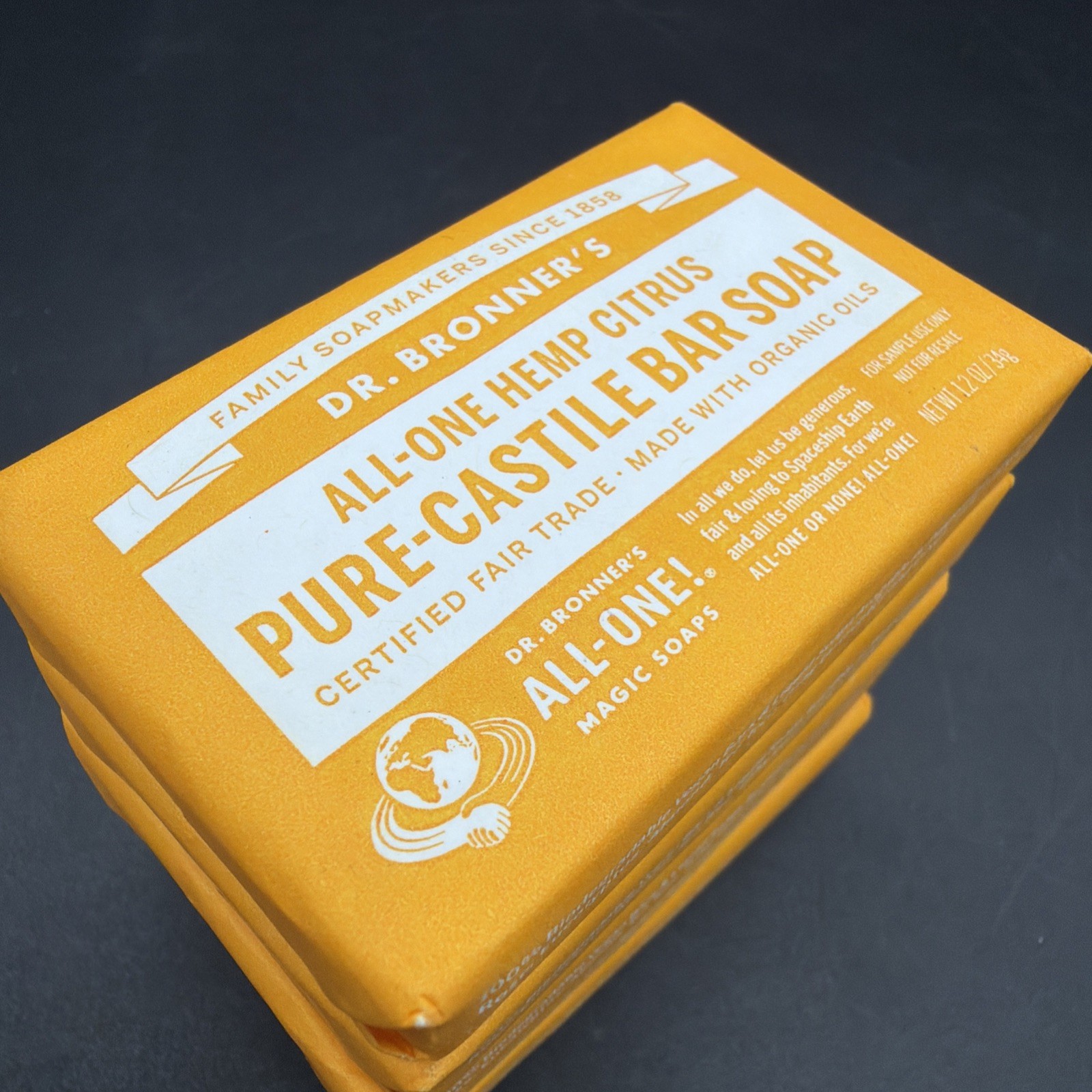 5x Dr Bronner’s All-One Hemp CITRUS Pure Castile Bar Soap NEW Travel Size 1.2 oz