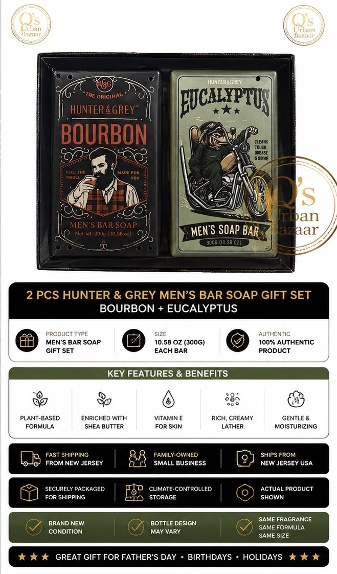 Hunter & Grey Men’s Bar Soap Gift Set Bourbon & Eucalyptus 2 Pack 10.58 Oz