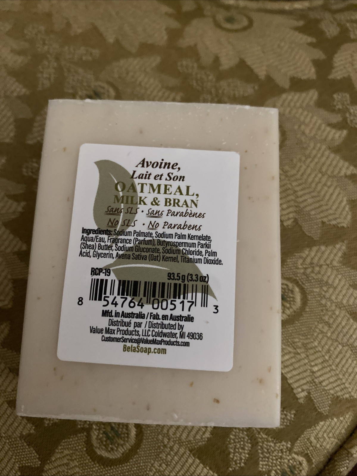 Bela Australia Organic Plant-Based Oatmeal Soap Triple Milled Fragrant Luxe Bar