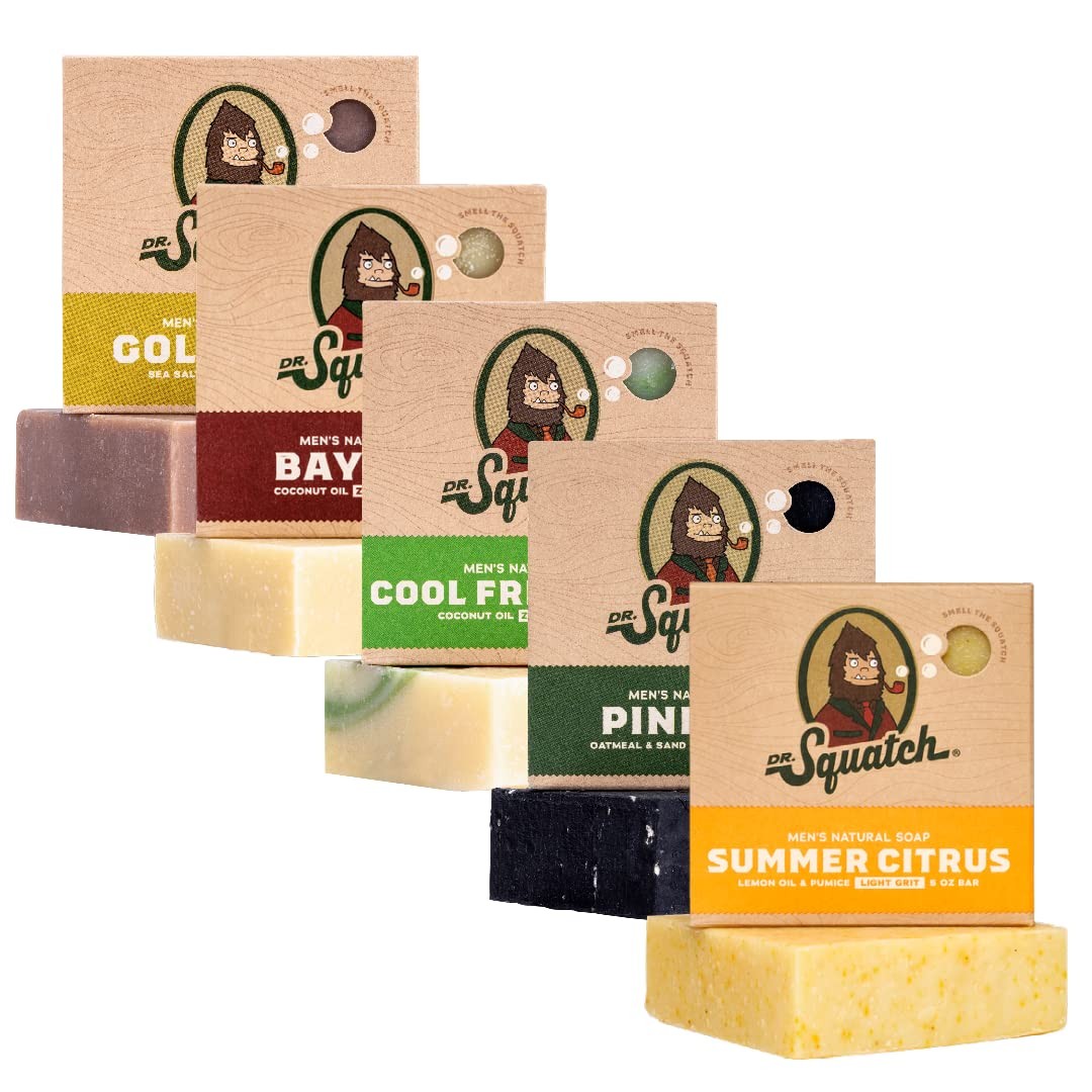 Dr. Squatch Natural Men’s Bar Soap – Cold Process Body 5 Ounce (Pack of 5)