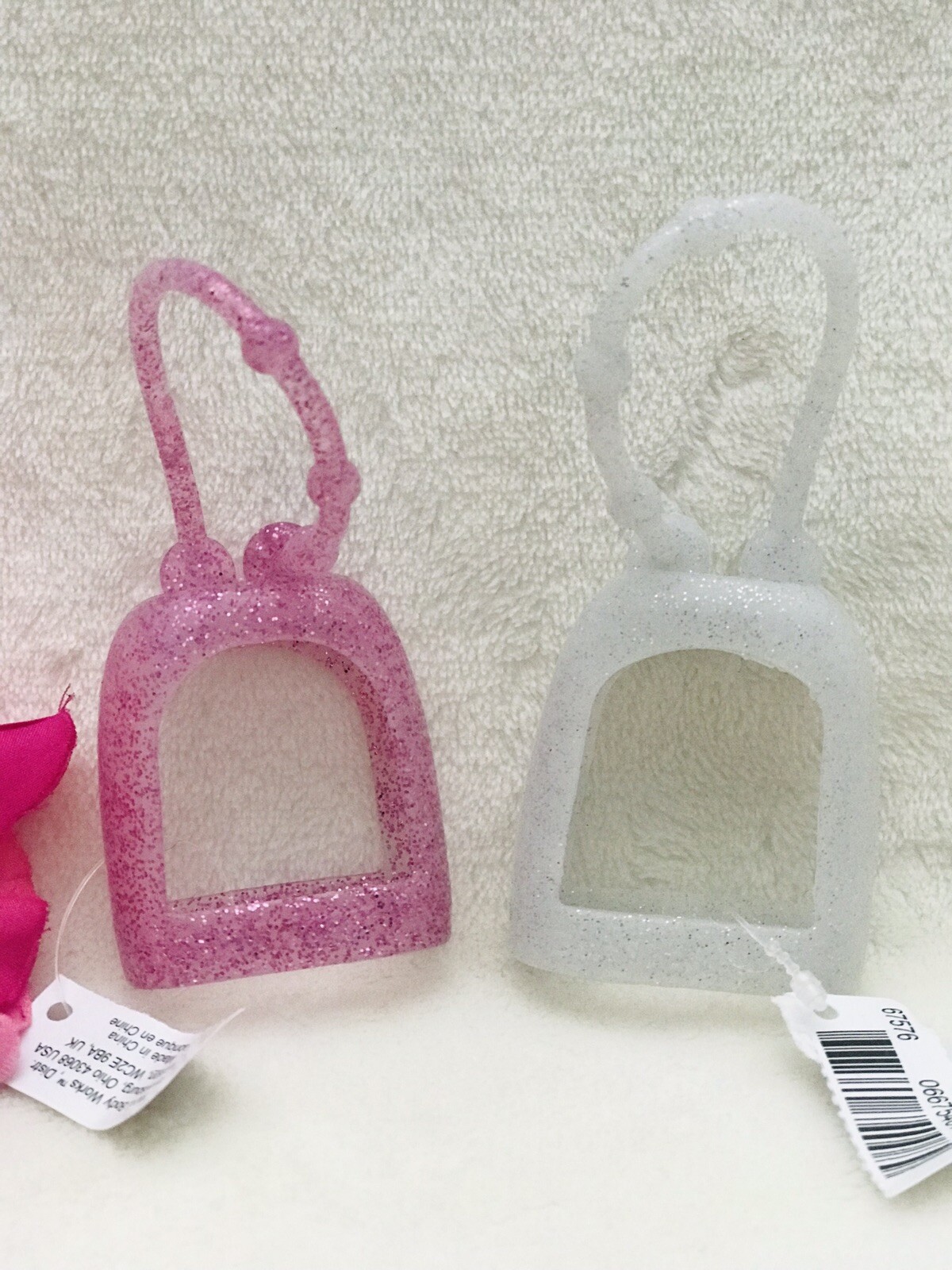 2 Bath Body Works Silver White & Pink GLITTER Pocket Back Holder Case Sleeve NEW