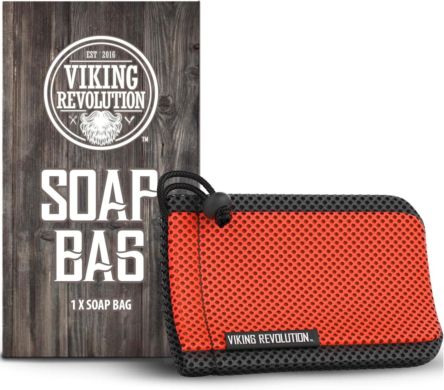 Viking Revolution Soap Bag with Drawstring – Mesh Soap Savers for Bars – Red Mes