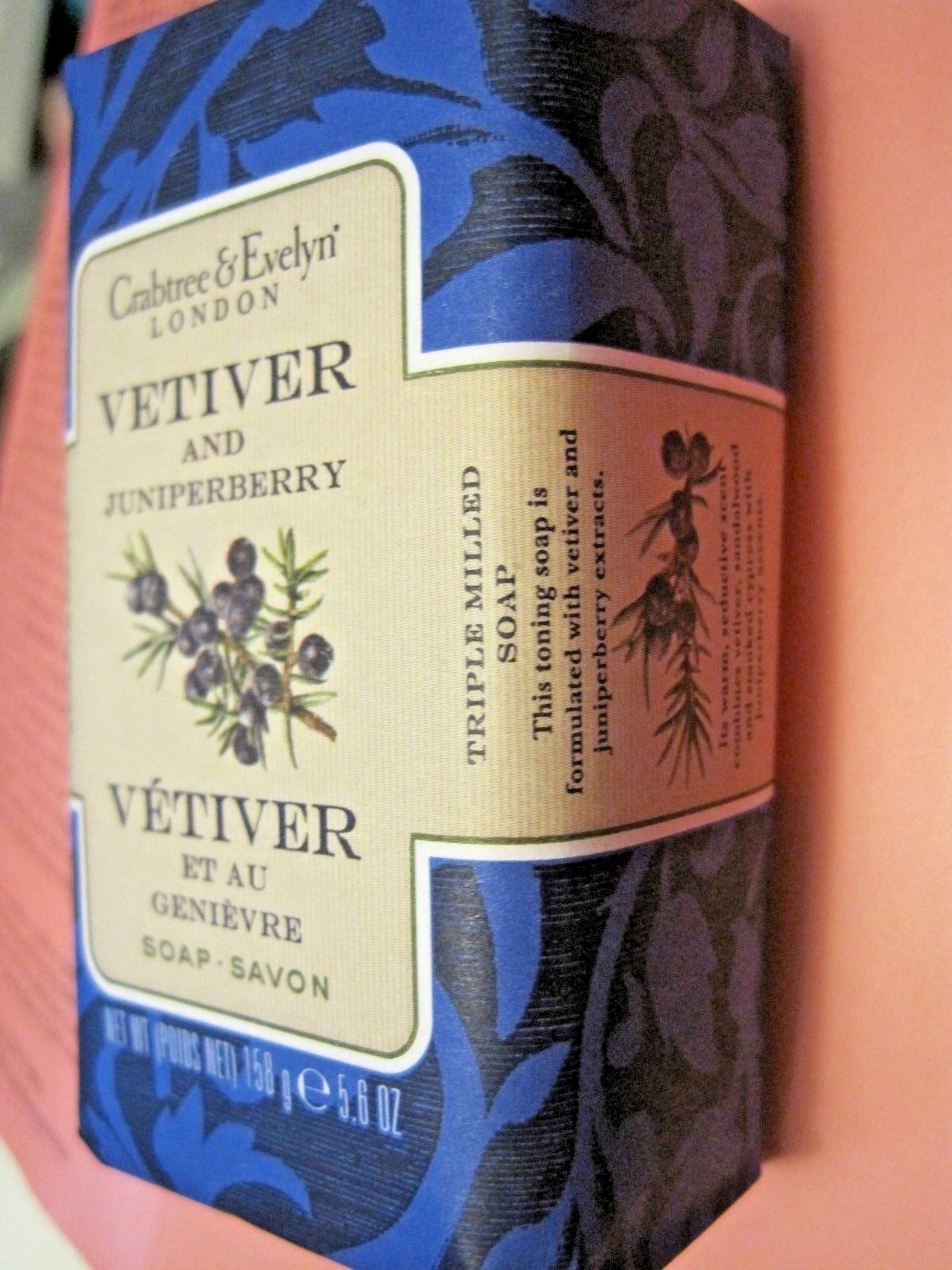 CRABTREE & EVELYN VETIVER & JUNIPER SOAP BAR~LARGE 5.6 oz SEALED PACKAGE ONE