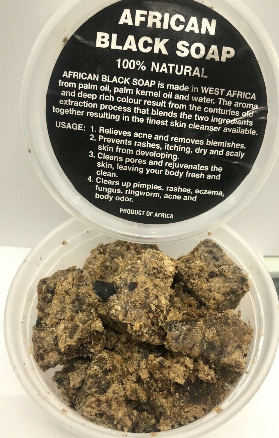 African Black Soap Tub 1lb 100% Natura