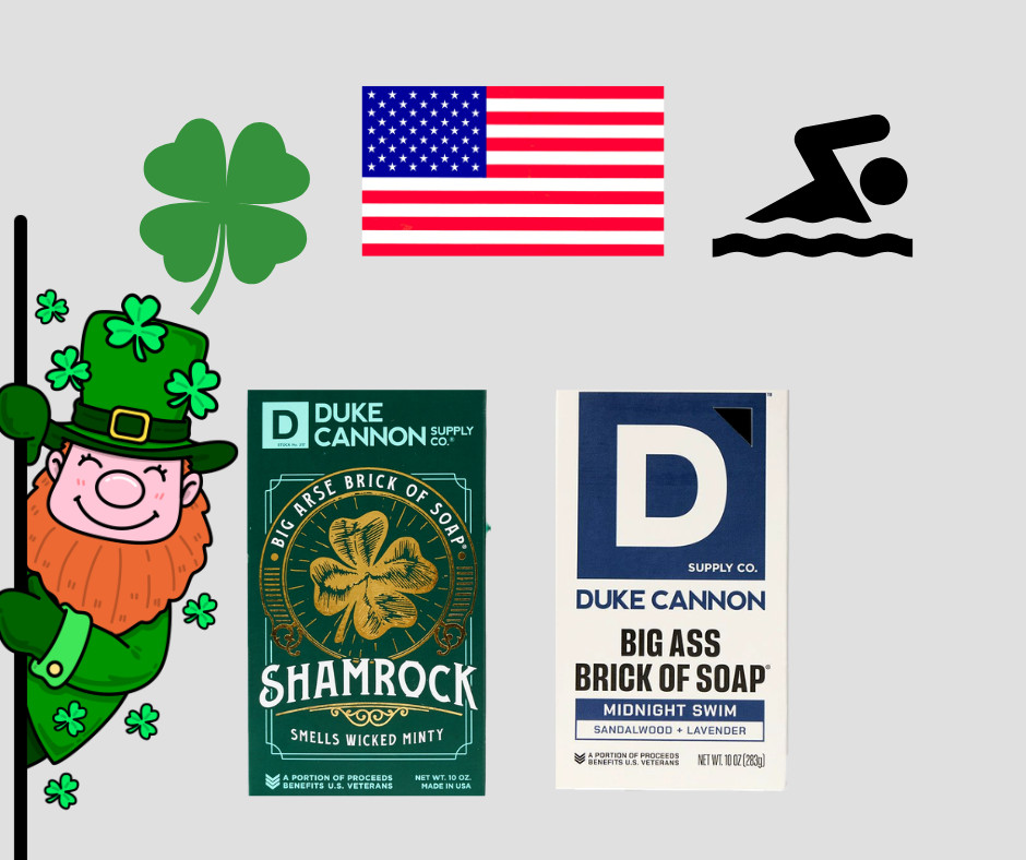 Duke Cannon Shamrock Minty & Midnight Swim Soap Big Ass Brick Lot 2 Benefit Vets