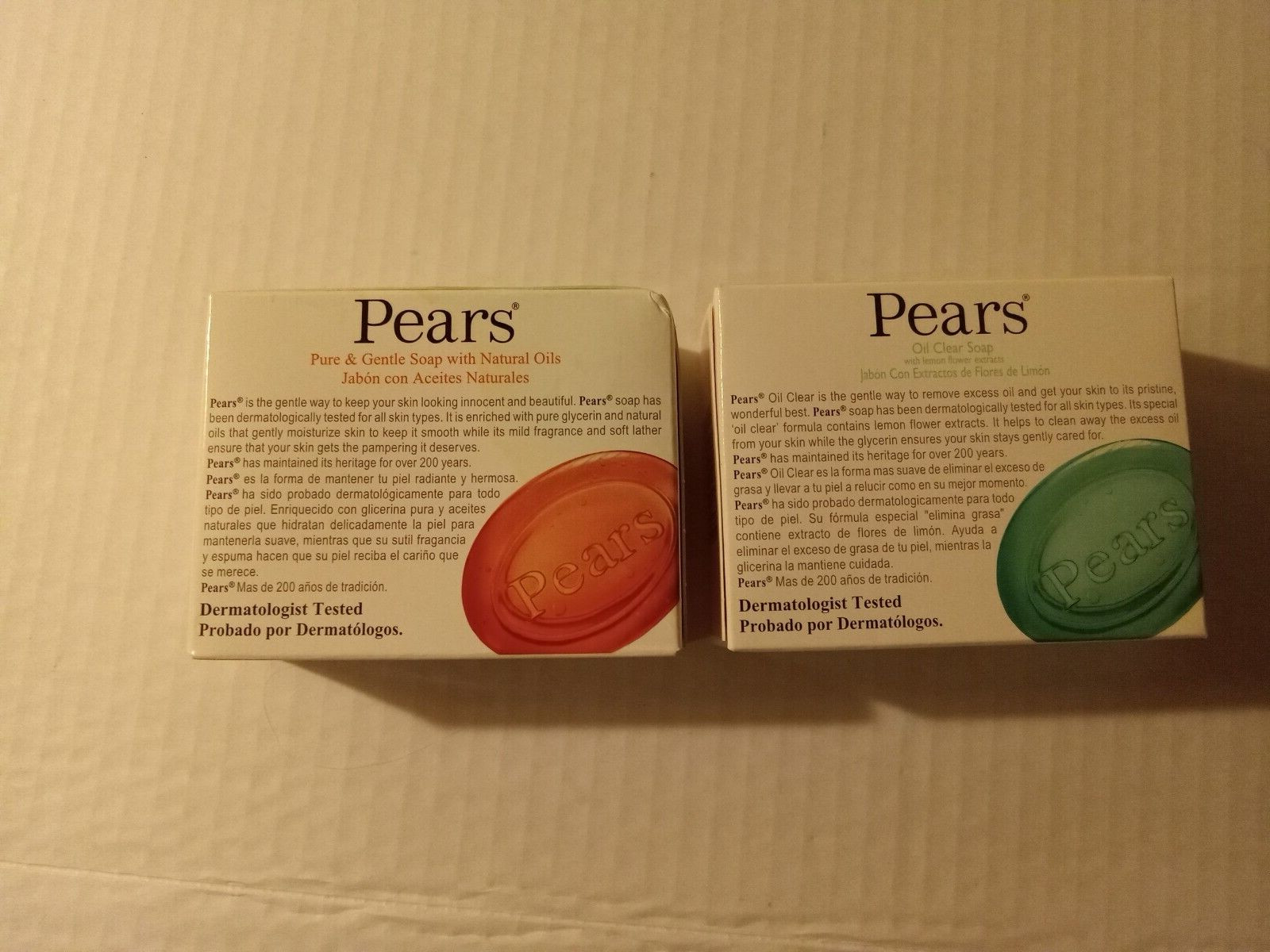 Unilever Pears Bar Soap Lot Of 2 Different Varieties 3.5oz Bars