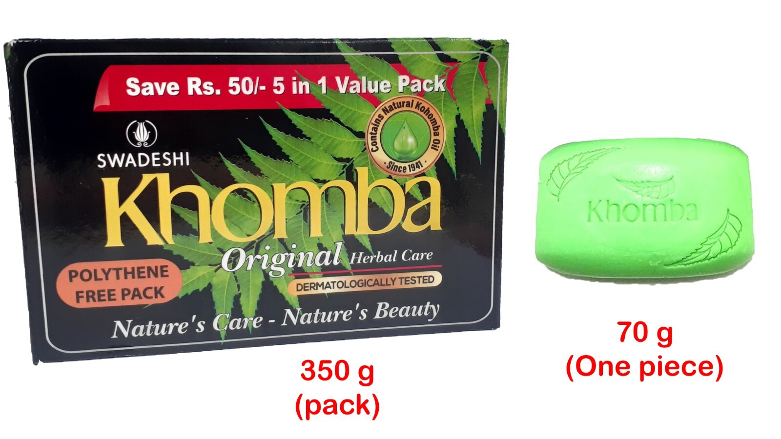 5-Pack Khomba Herbal Soap: Pure, Natural Ayurvedic Cleanse with Margosa Oil