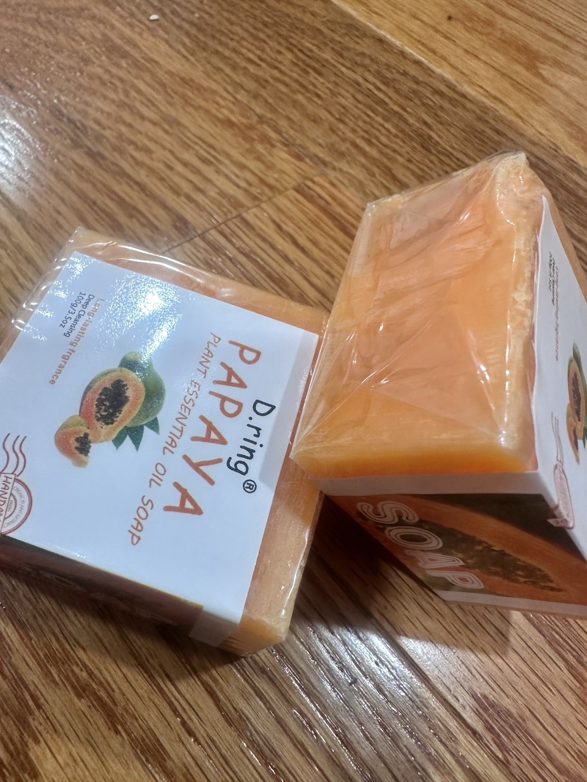 4PCS D.ring Papaya Plant Essential Oil Handmade Body Bar Soap 100g / 3.5 oz