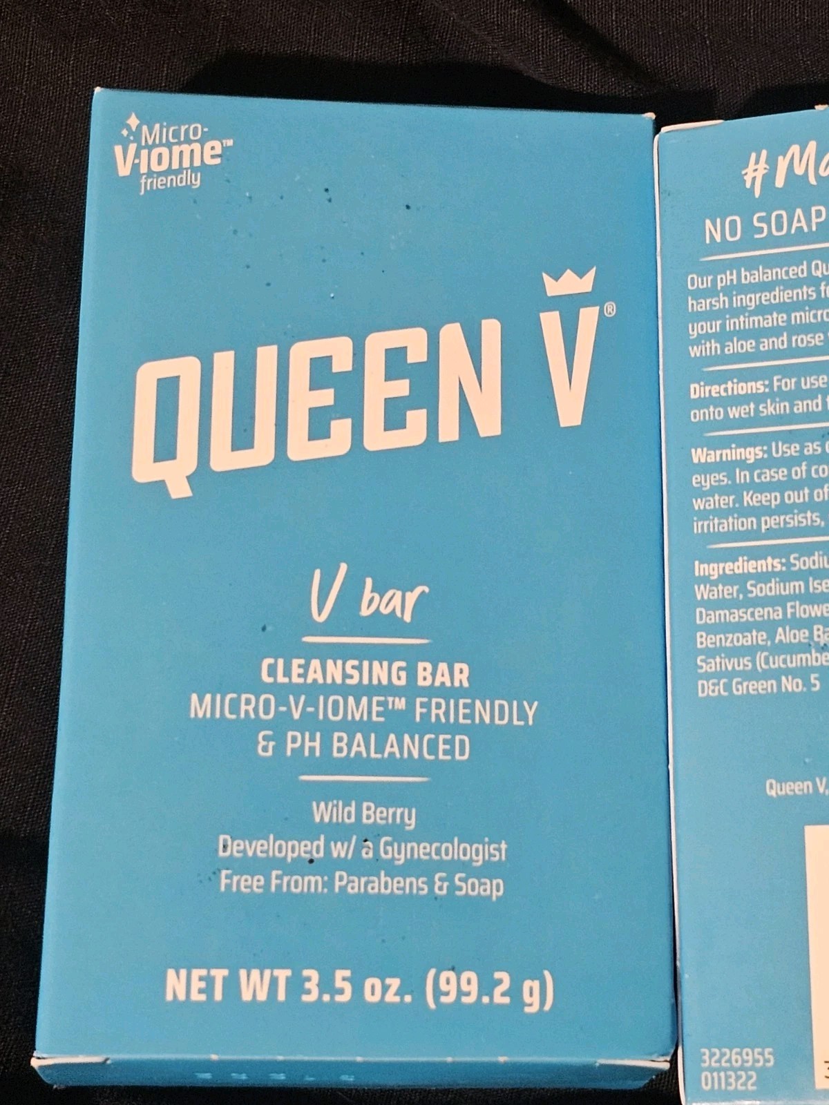 2 Queen V Cleansing Bar, V Bar, Wild Berry Scent, pH Balanced 3.5 Oz Soap Bar