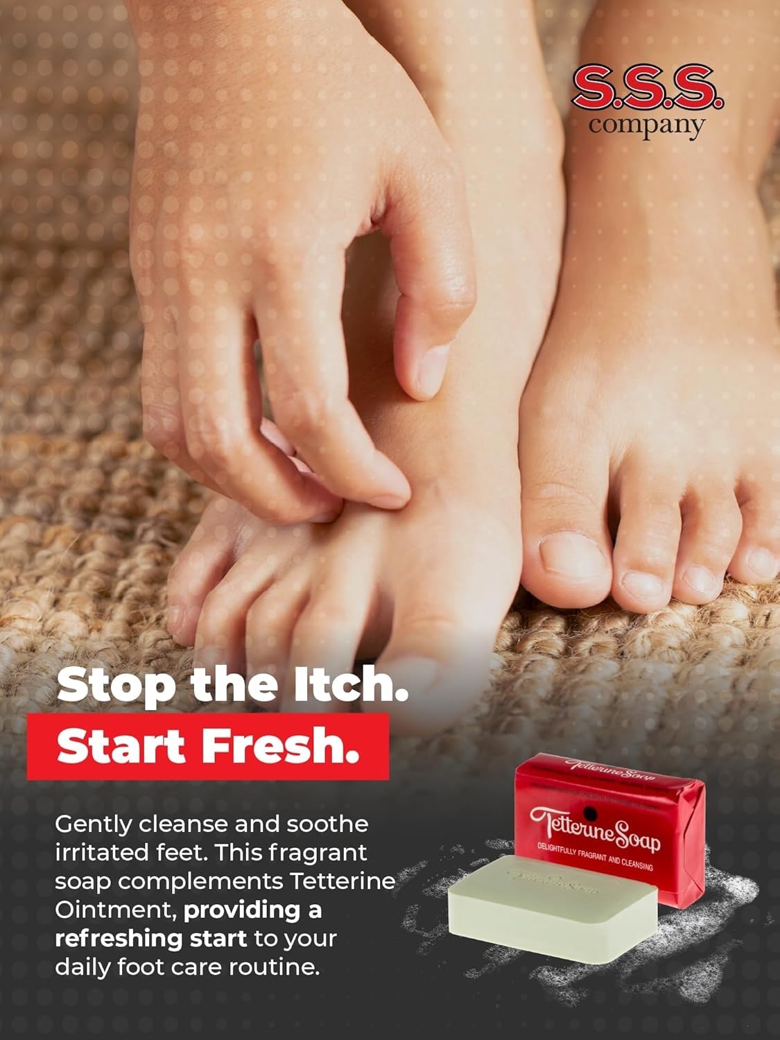 Tetterine Palm-Based Antifungal Soap Bar – Daily Foot & Body Wash for Irritation