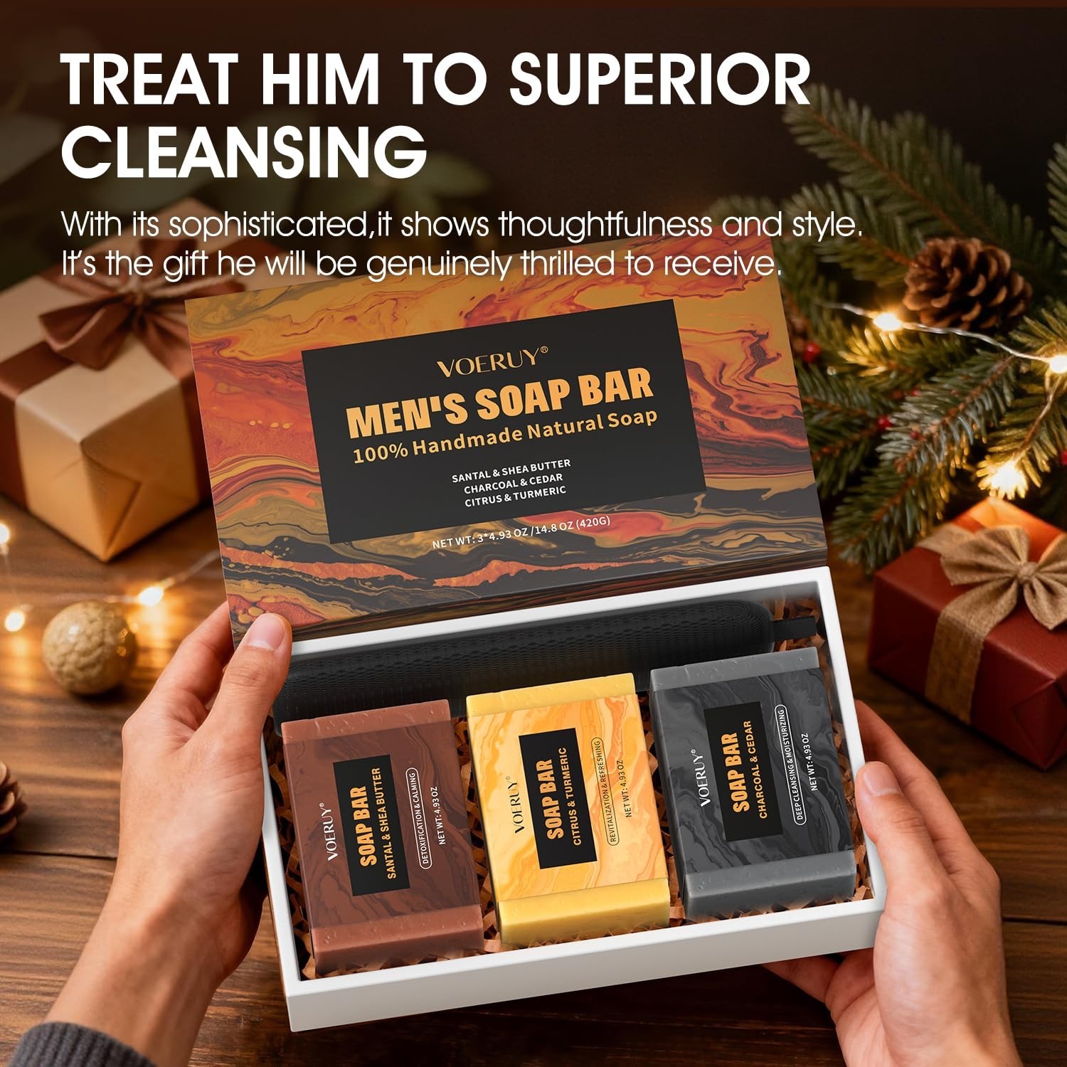 Mens Bar Soap, Natural Handmade Mens Soaps for Face, Body, Hands & Shave, Dee…