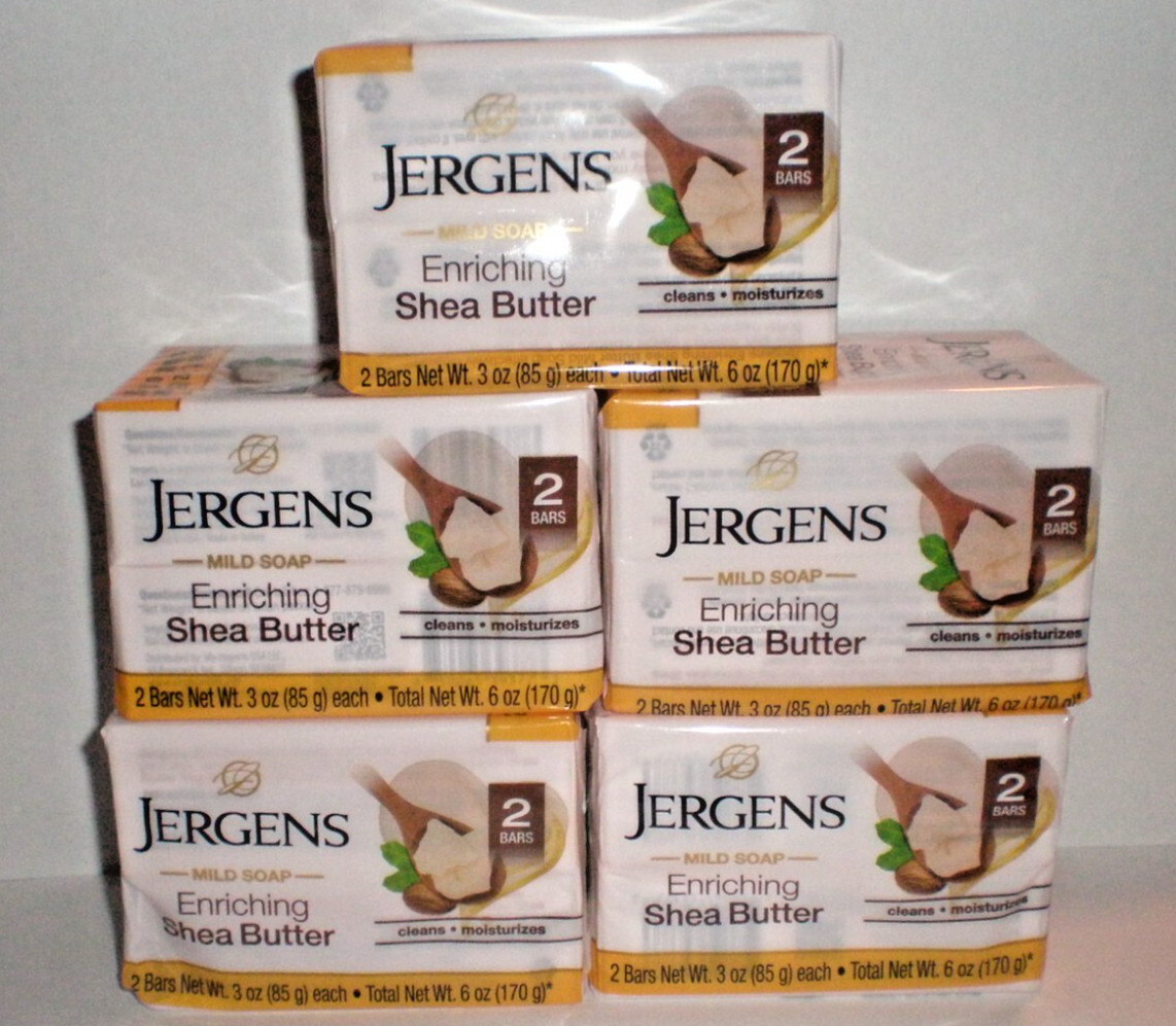 JERGENS MILD SOAP ENRICHING SHEA BUTTER 5 Two packs 10 Total Bars 3 OZ each