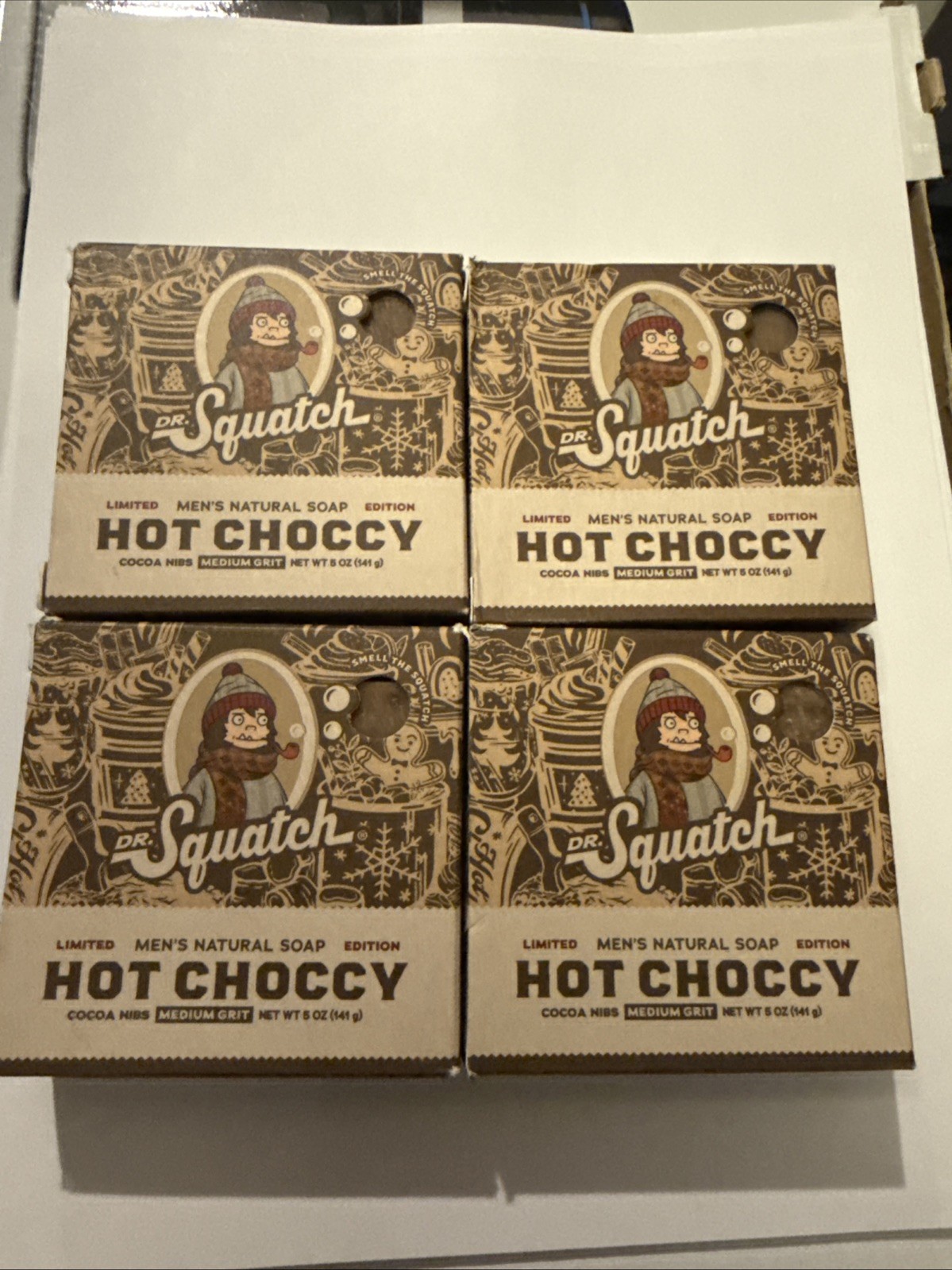 4 Lot Hot Choccy Dr Squatch Soap Limited Edition Cocoa Nibs