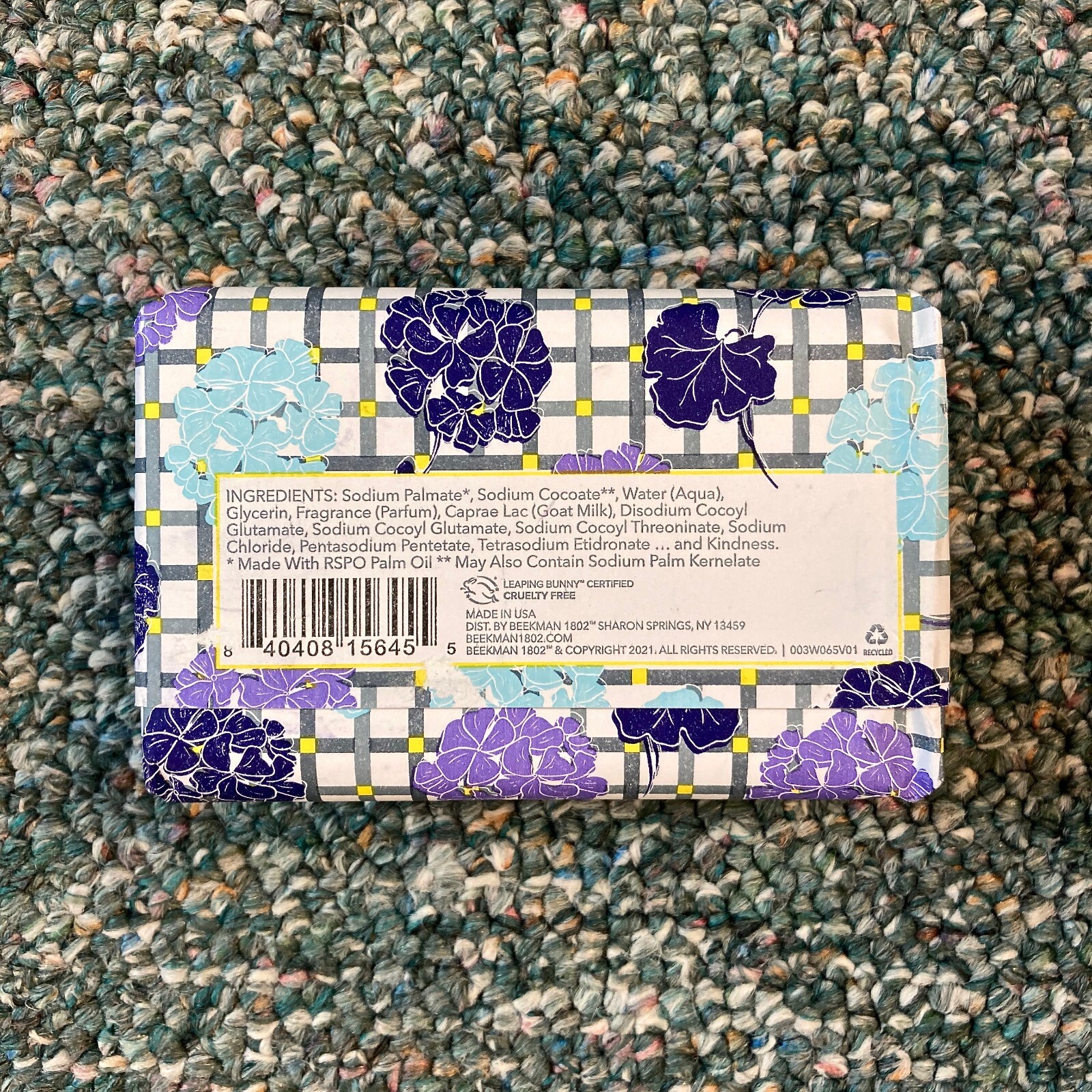 NEW BEEKMAN 1802 Moonlit Geranium & Iris 9 Oz. Goat Milk Bar Soap