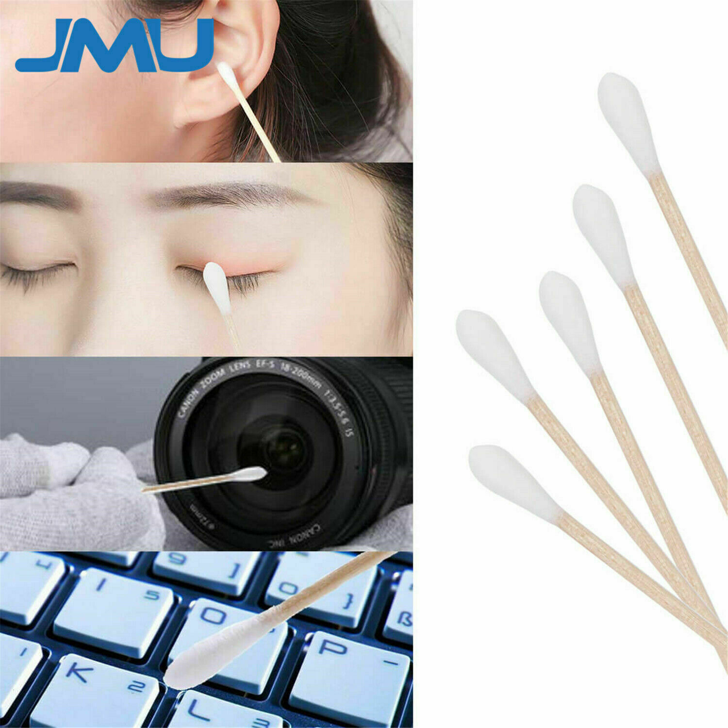 1000Pcs Dental Wooden Handle Cotton Swabs 3″ Long Cleaning Applicators Q-Tips
