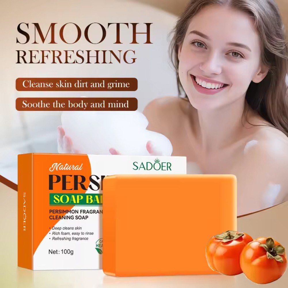 3PCS Persimmon Soap for Old People Smell, Organic Deodorant Bath Bar Body Odor