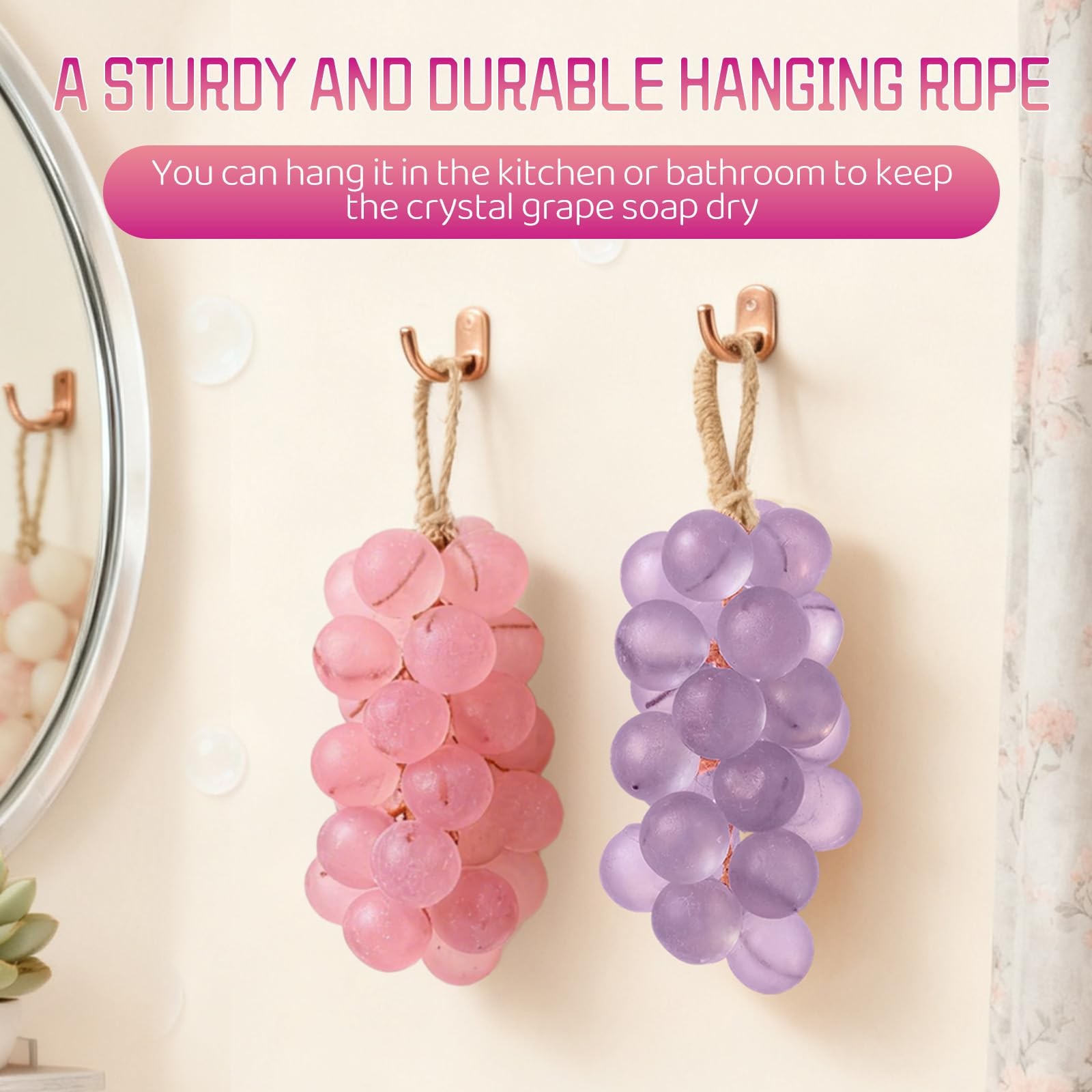 HDFDREO Grape Soap,Grape Soap On A Rope,Handmade 1 Fl Oz (Pack of 1), Purple