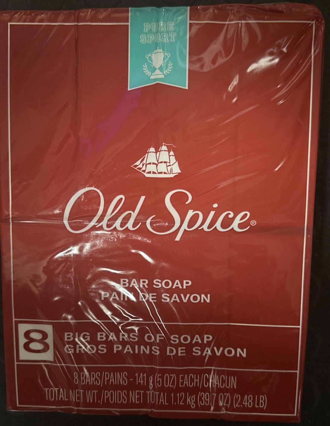 Men’s Old Spice Bar Soap Big Bars Pure Sport 8 Pack 5oz Each! Mens New Sealed