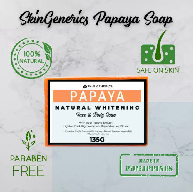 Skin Generics ORANGE PAPAYA Natural Whitening Face & Body Soap 135g