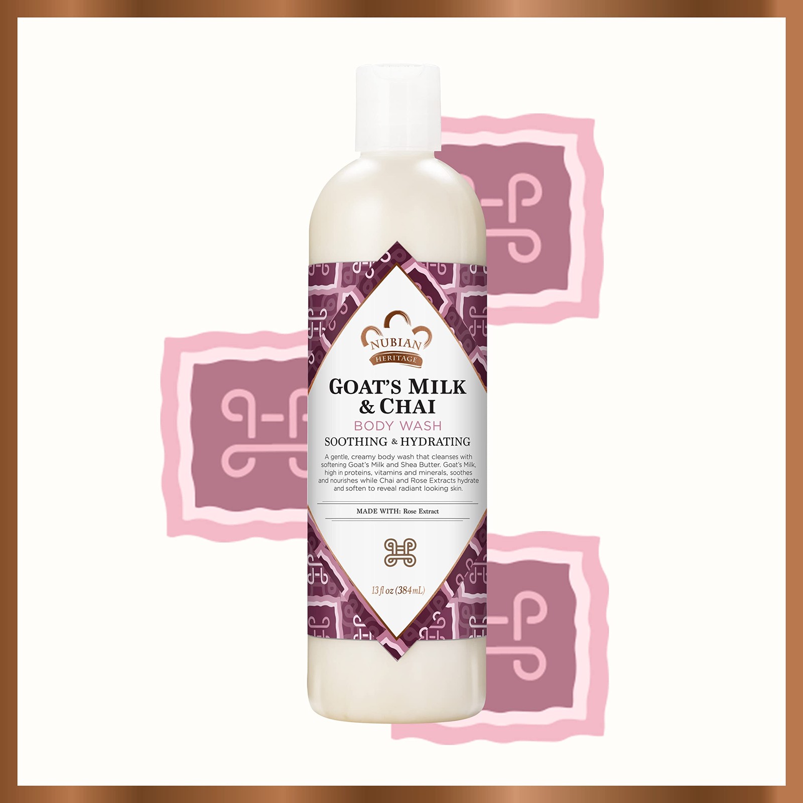 Nubian Heritage Body Wash Goats Milk and Chai 13 fluid ounces, Light Green
