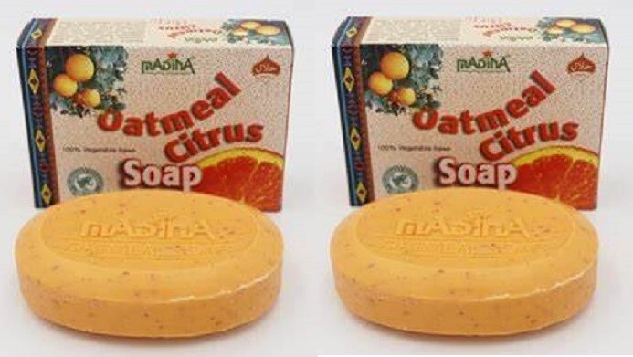 2 Pack- Madina Oatmeal Citrus -100% Vegetable Palm Oil Bar Soap 3.5 Oz