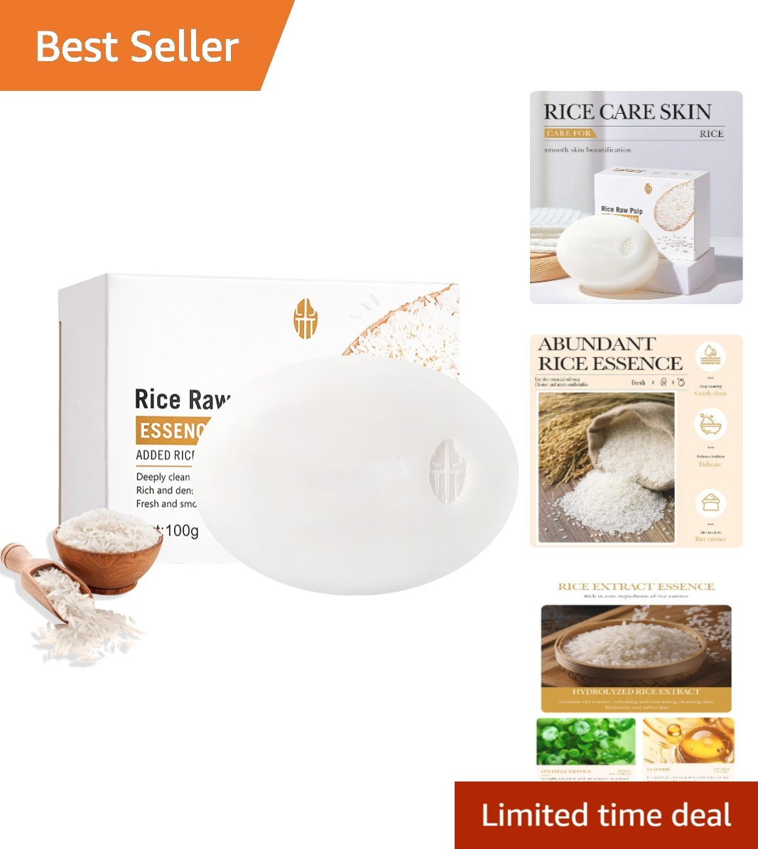 Rice Essence Rice Cleansing Soap, with Goat Milk Essence & Centella Asiatica,…
