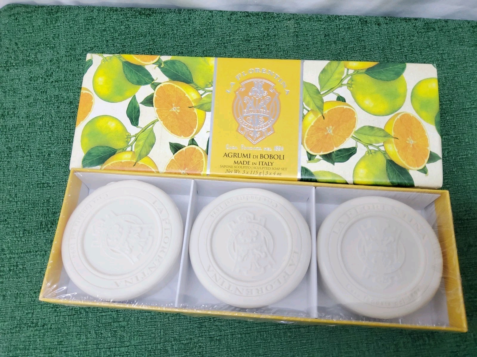 La Florentina Agrumi di Boboli Citrus Sculpted Soap Sealed 3x115G Made in Italy