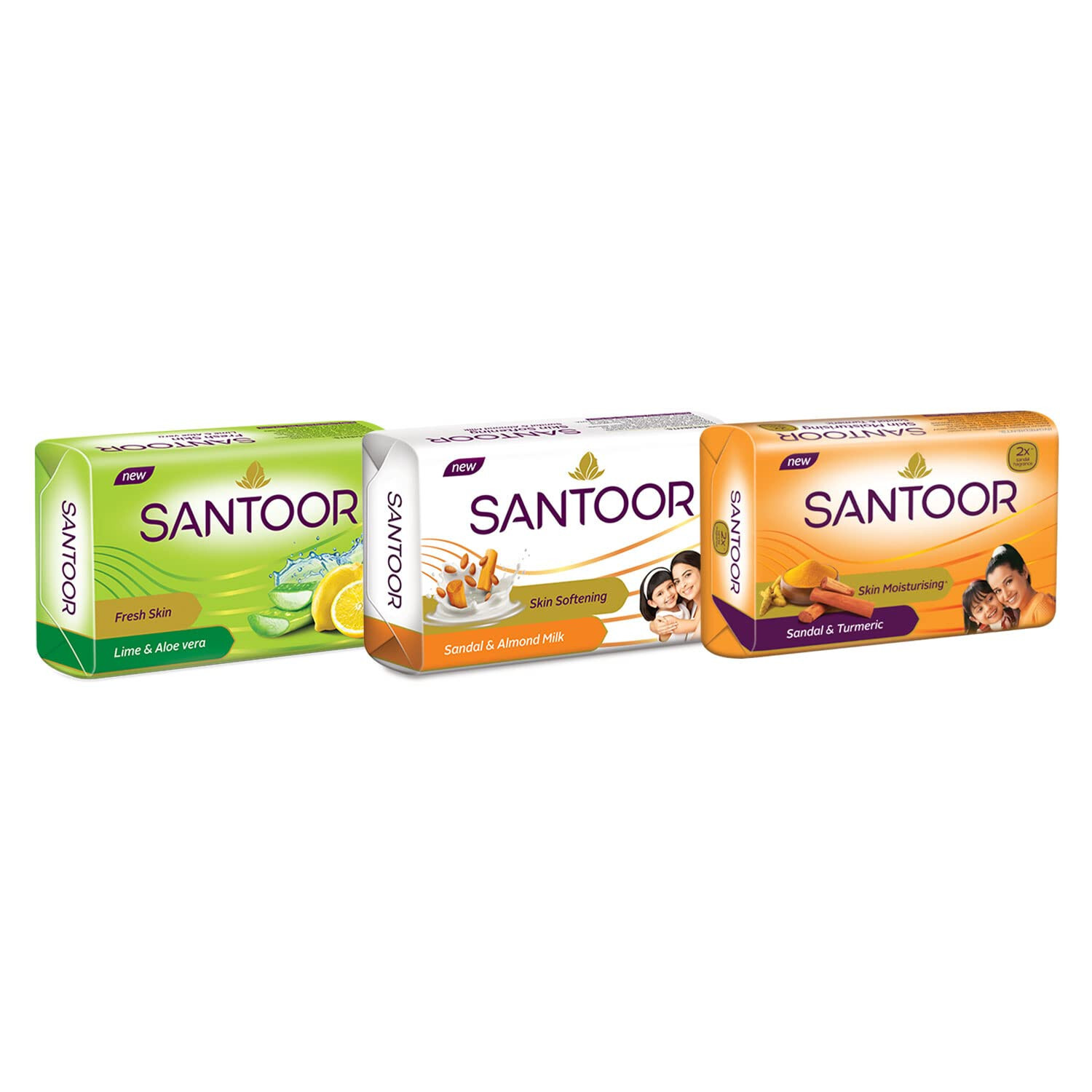 4No. Santoor Fresh Skin Aloe Vera & Lime Bathing Soap -Anti Ageing -125g -Free S