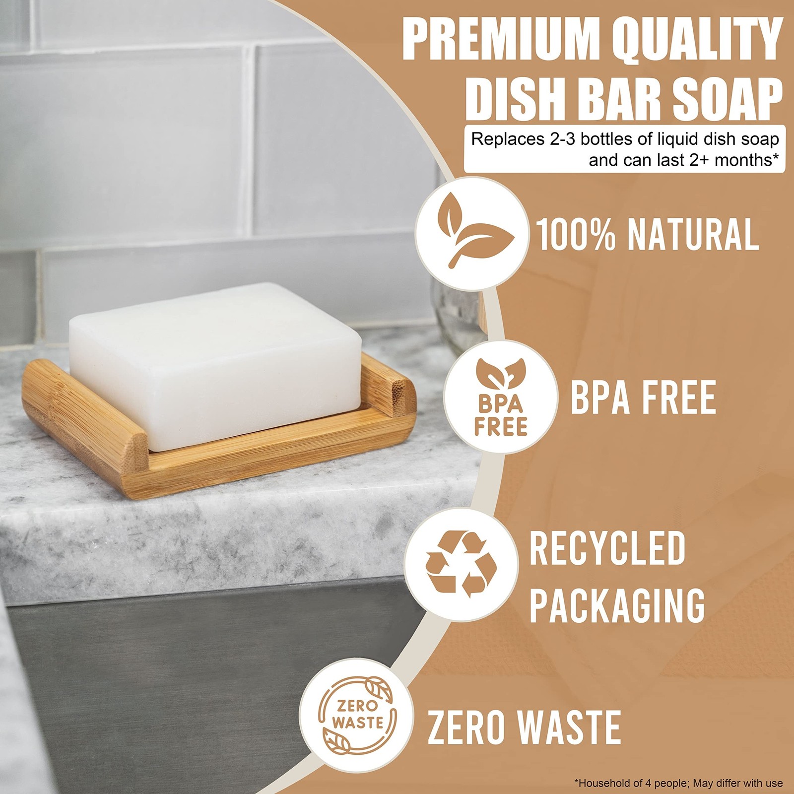 Lemon Dish Soap Bar Pack of 2 – Solid Dish Soap Block, Natural Non Toxic E