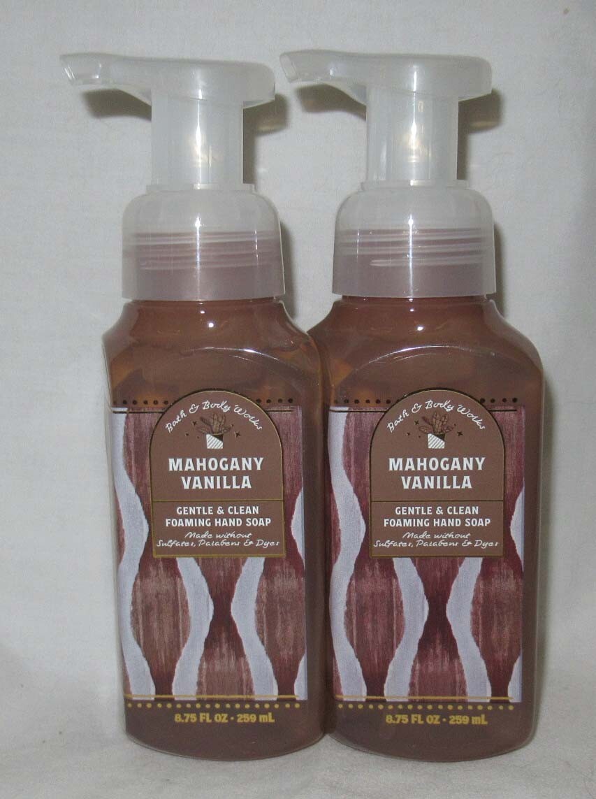 Bath & Body Works Gentle & Clean Foaming Hand Soap Set Lot of 2 MAHOGANY VANILLA
