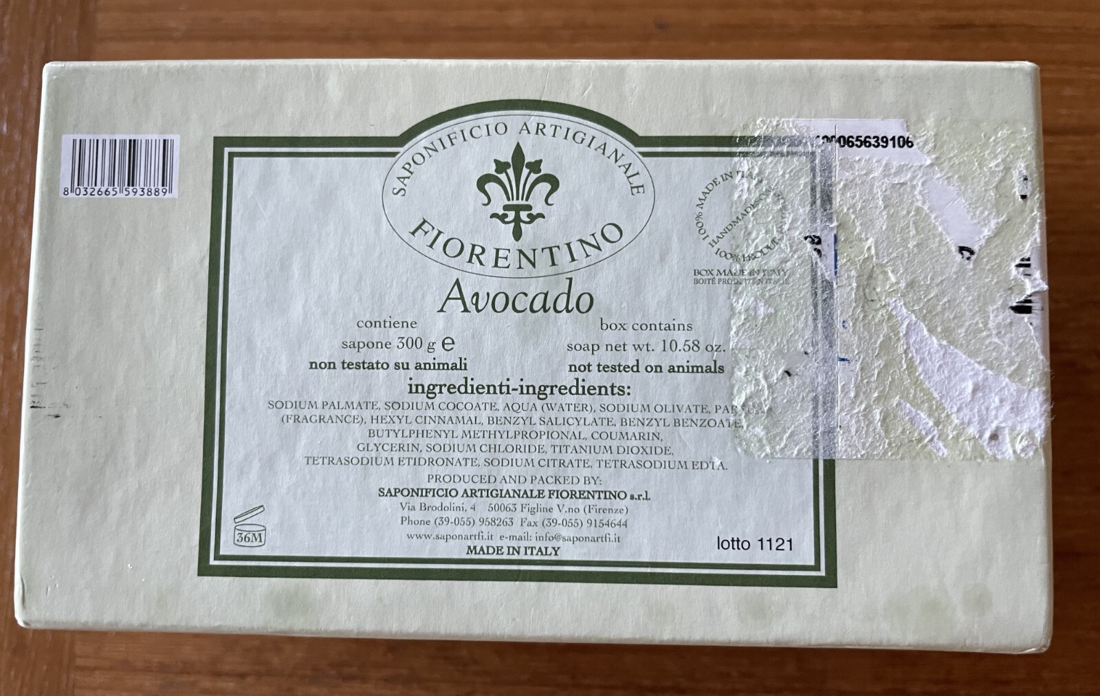 Saponificio Artigianale Fiorentino Avocado Bar Soap 10.58 ounces Made in Italy
