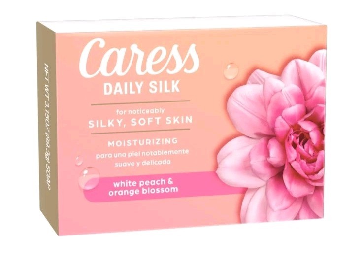( 3 )CARESS DAILY SILK BAR SOAP WHITE PEACH & ORANGE BLOSSOMS 3.15 Oz Bars