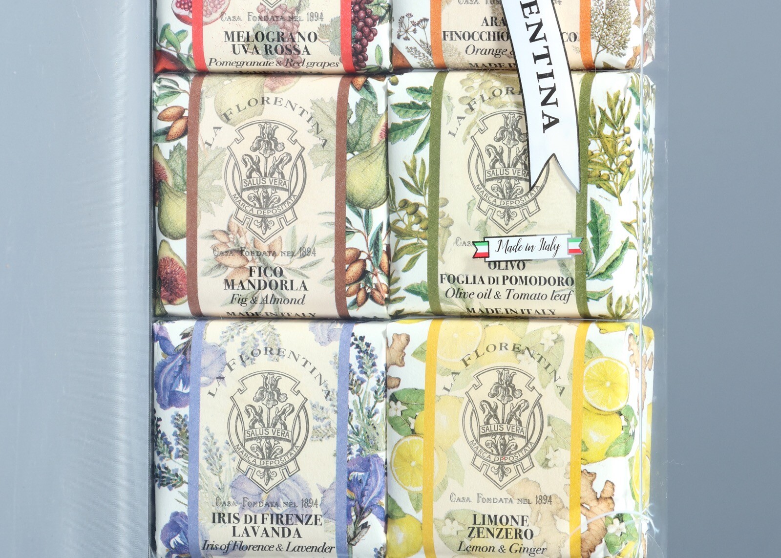 LA FLORENTINA Assorted Individually Wrapped Soaps 6×3.7oz. Italy #1