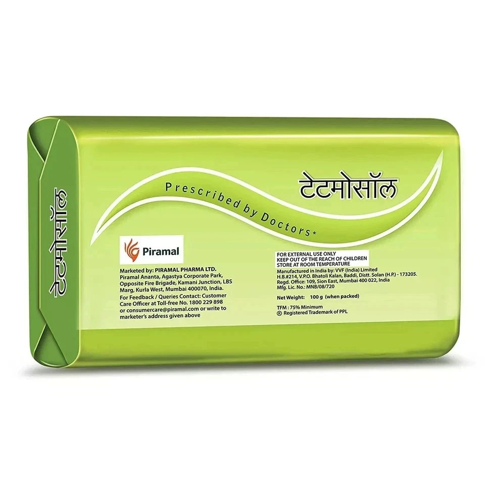 Tetmosol Soap, Fights Skin Infections & Itching, Lime Scent, Pack of 4 (4x100g)