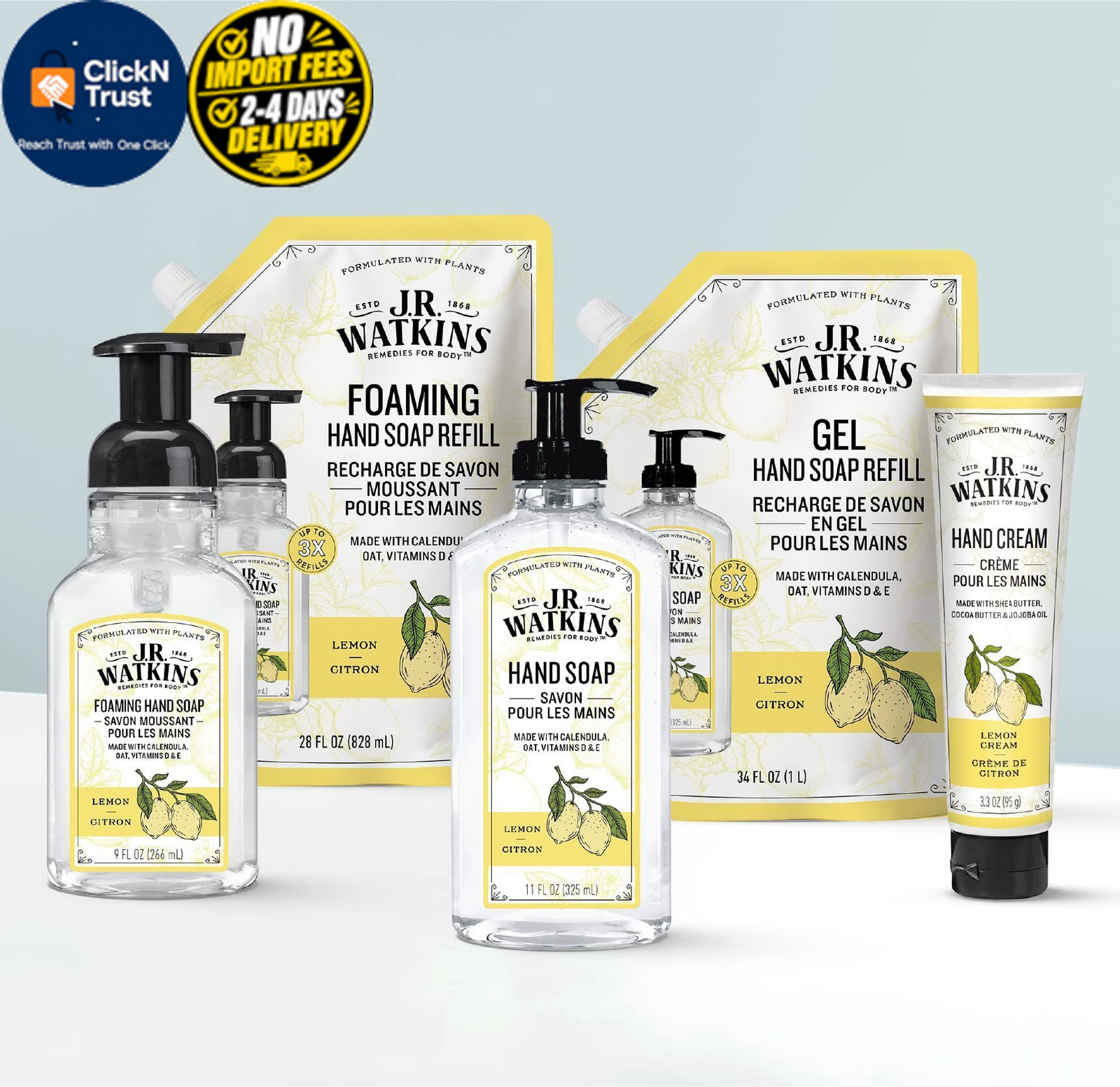 J.R. Watkins Gel Hand Soap, 3 Pack of 11 Fl Oz, 11 Oz (Pack 3), Lemon