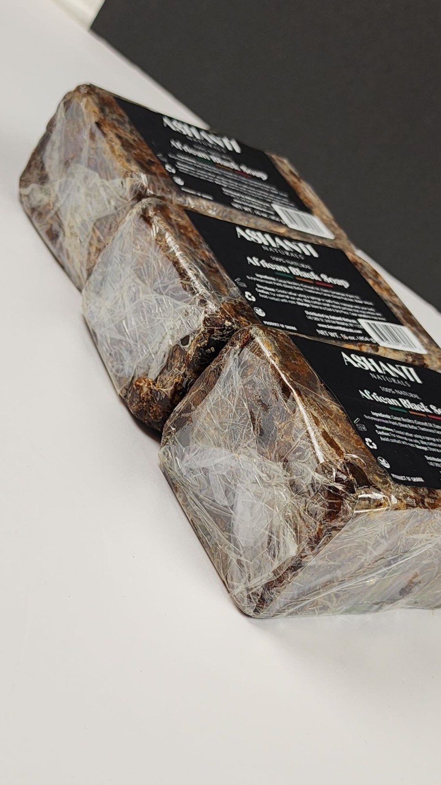 Ashanti African Fragrance Free Black Soap, 3 bars, 46oz /1362g