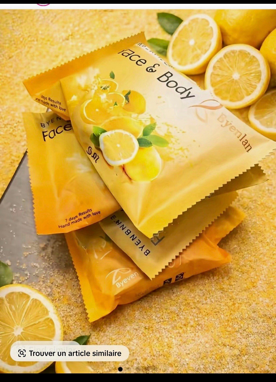 Byenblan Handmade Lemon Face & Body Soap Bar, Yellow Rectangular, 4 oz