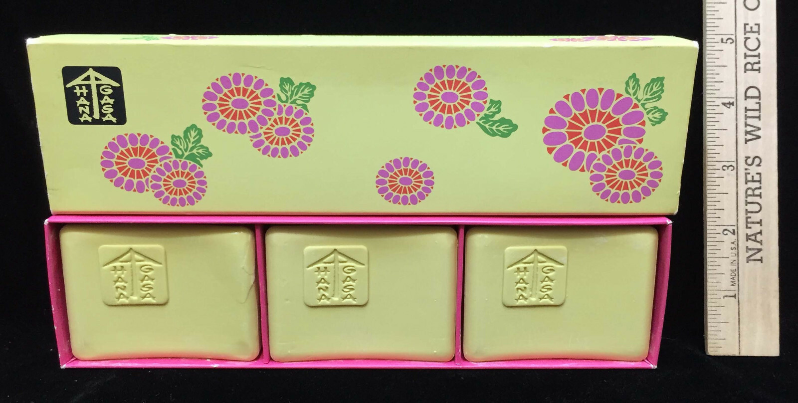 Avon Soap Bars Perfumed Hana Gasa Asian Logo on 3 Bars Yellow Vintage Original