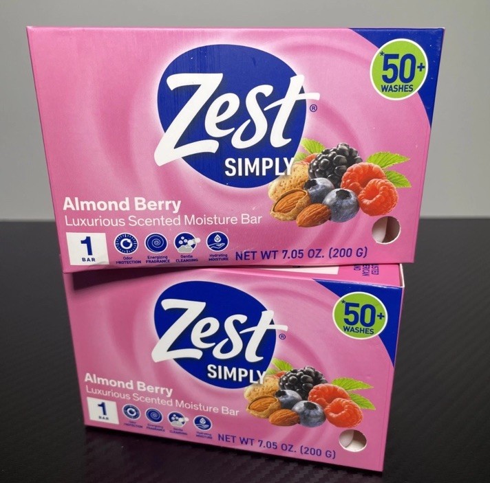 Lot Of 10 Bars Of Zest Simply Almond Berry Luxurious Moisture Bar 7.05 oz New DB