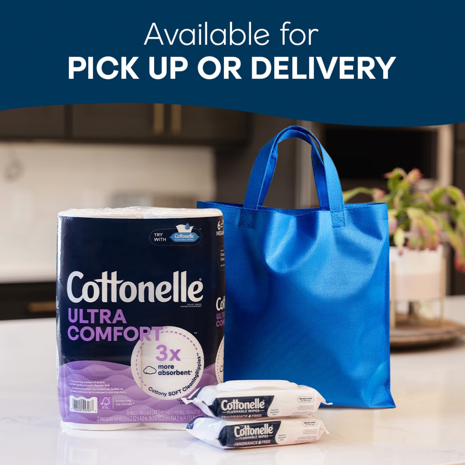 Cottonelle Fragrance Free Flushable Wet Wipes, 4 Flip-Top Packs