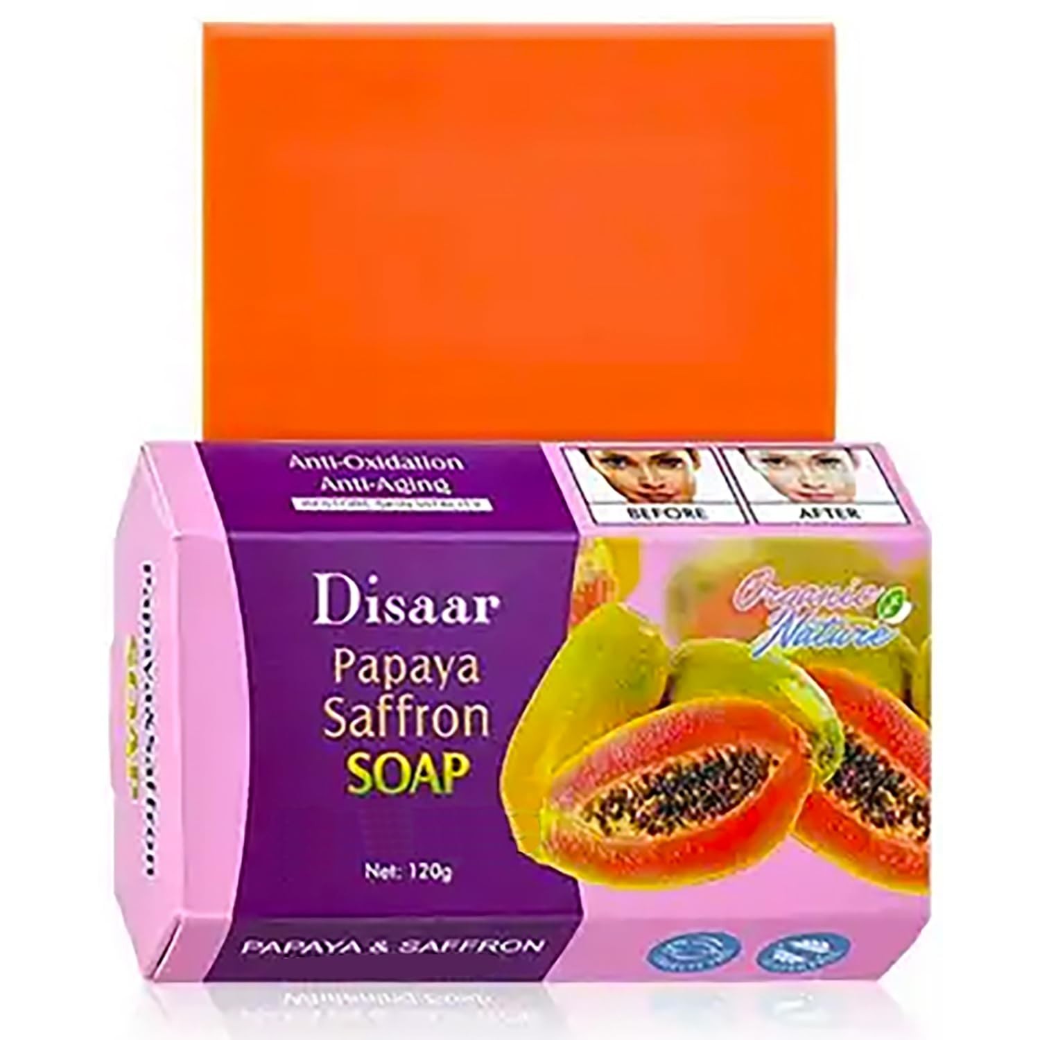 DISAAR Beauty Papaya Saffron Soap Anti-Aging Moisture Foam Repair Skin Care 120g