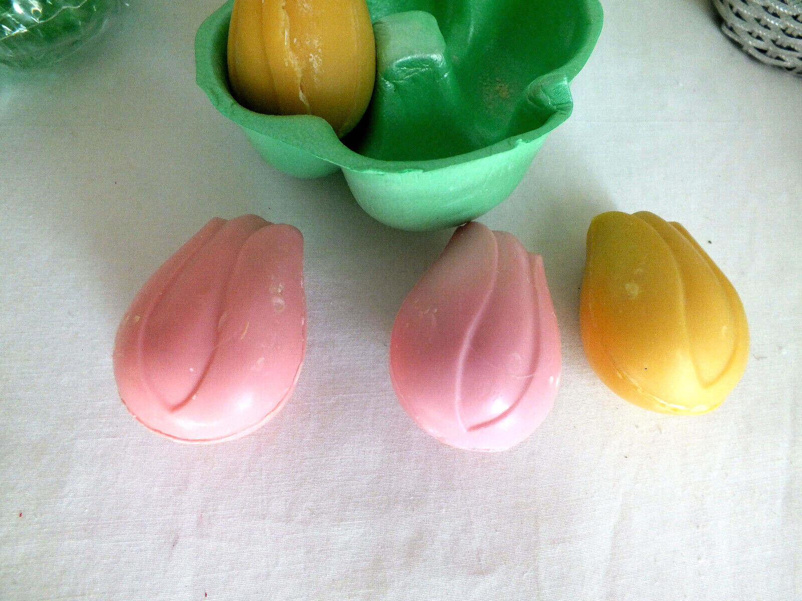 Avon lot of 3 NOS silver Treasure basket with 4 Tulip SOAPS each NIB vintage