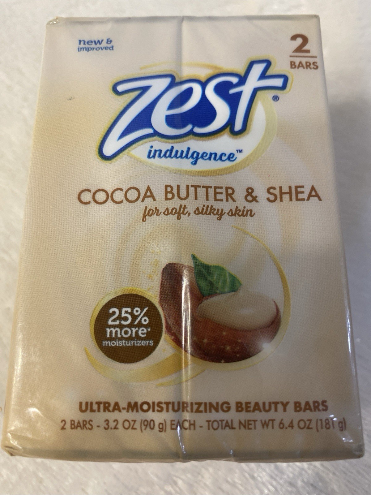 Zest Indulgence Cocoa Butter & Shea Moisturizing Beauty Bar Soap, 6 Bars (2×3)