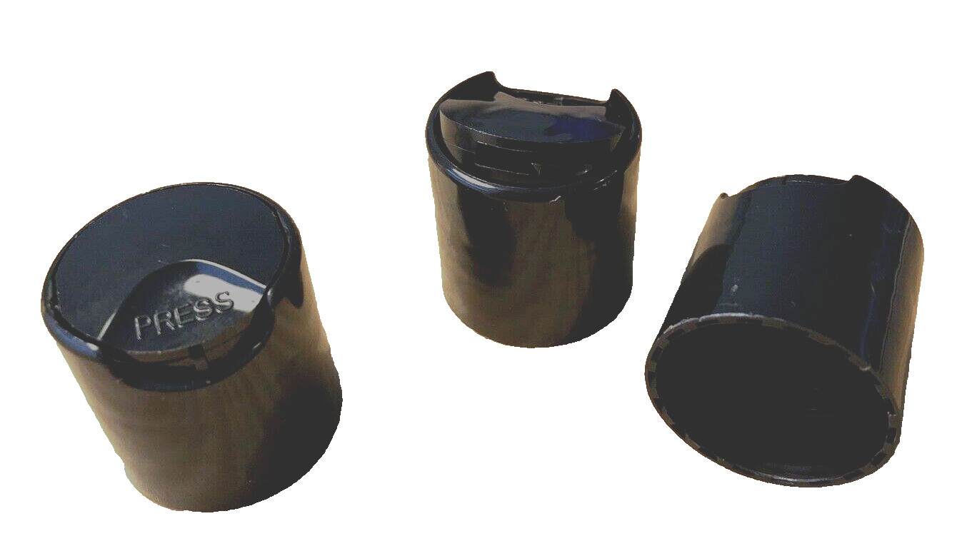 A 24/410 Smooth Polypro Black Disc Dispense Press Caps 24-410 24mm 100 qty