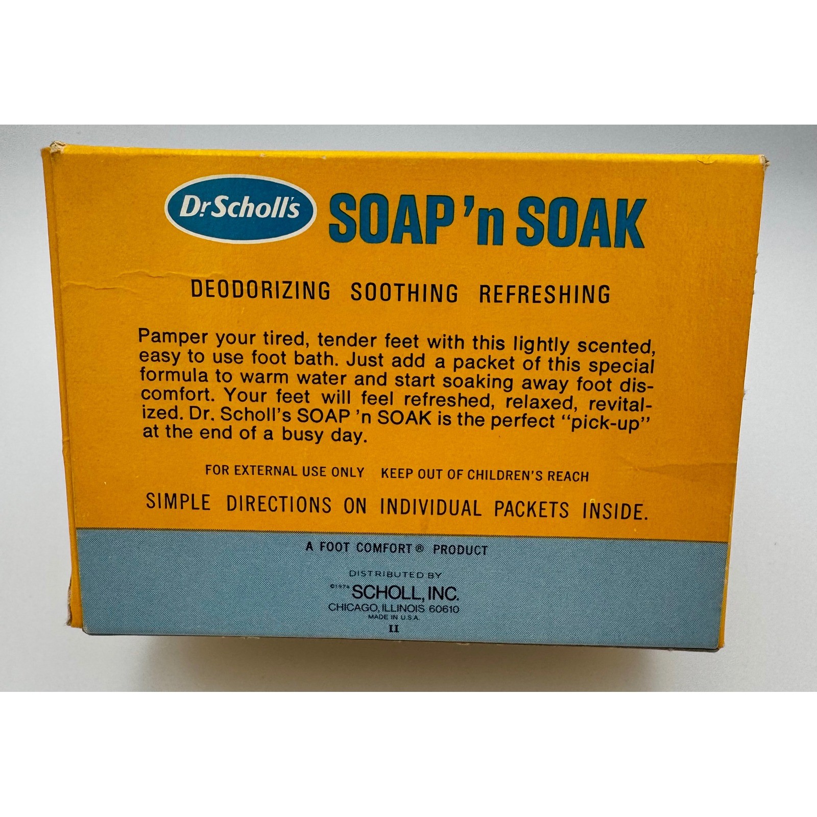 Vtg Dr Scholl’s Soap ‘n Soak Foot Bath Formula 5 Packets New Old Stock 1970s