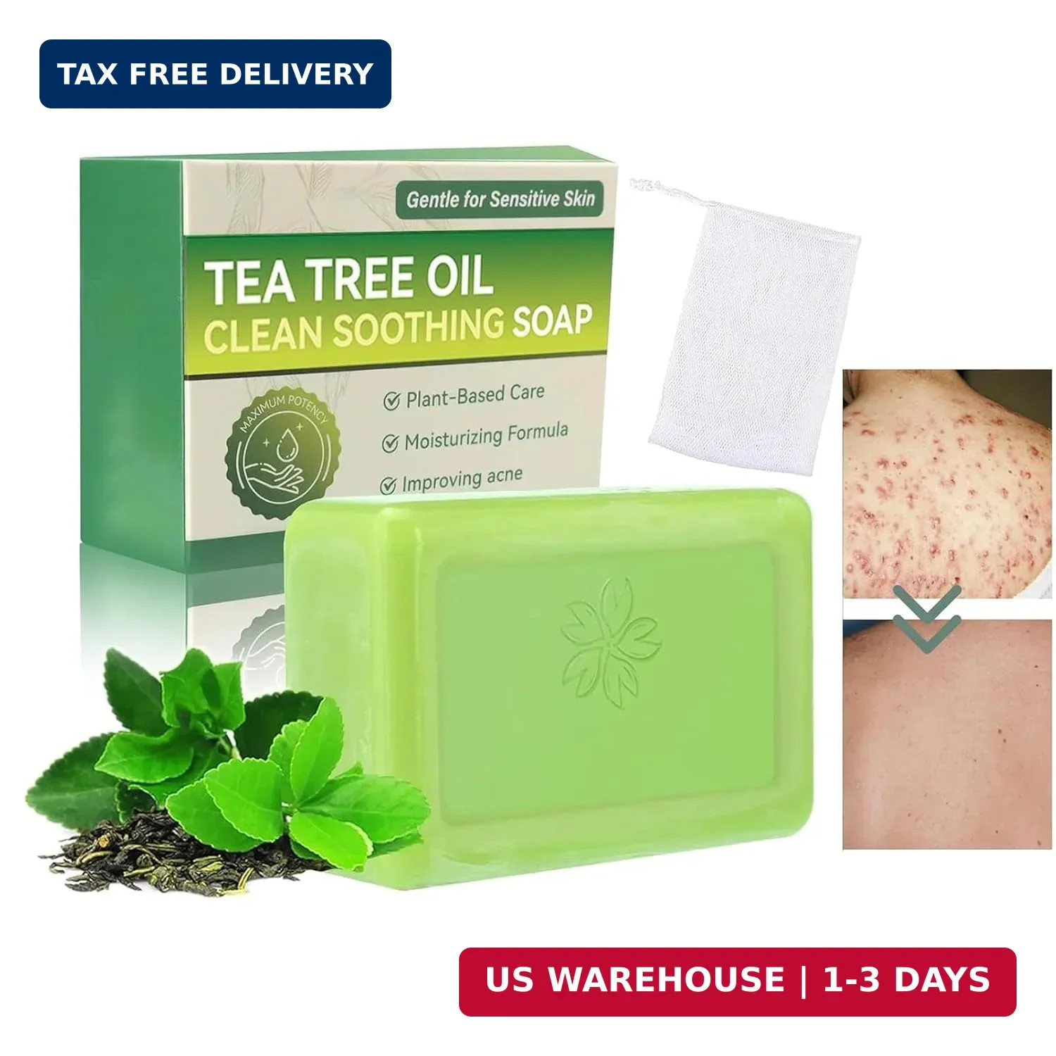 Antifungal Relief Soap Bar, Tea Tree Oil Soap, Natural Foot & Body Soaps for Hea