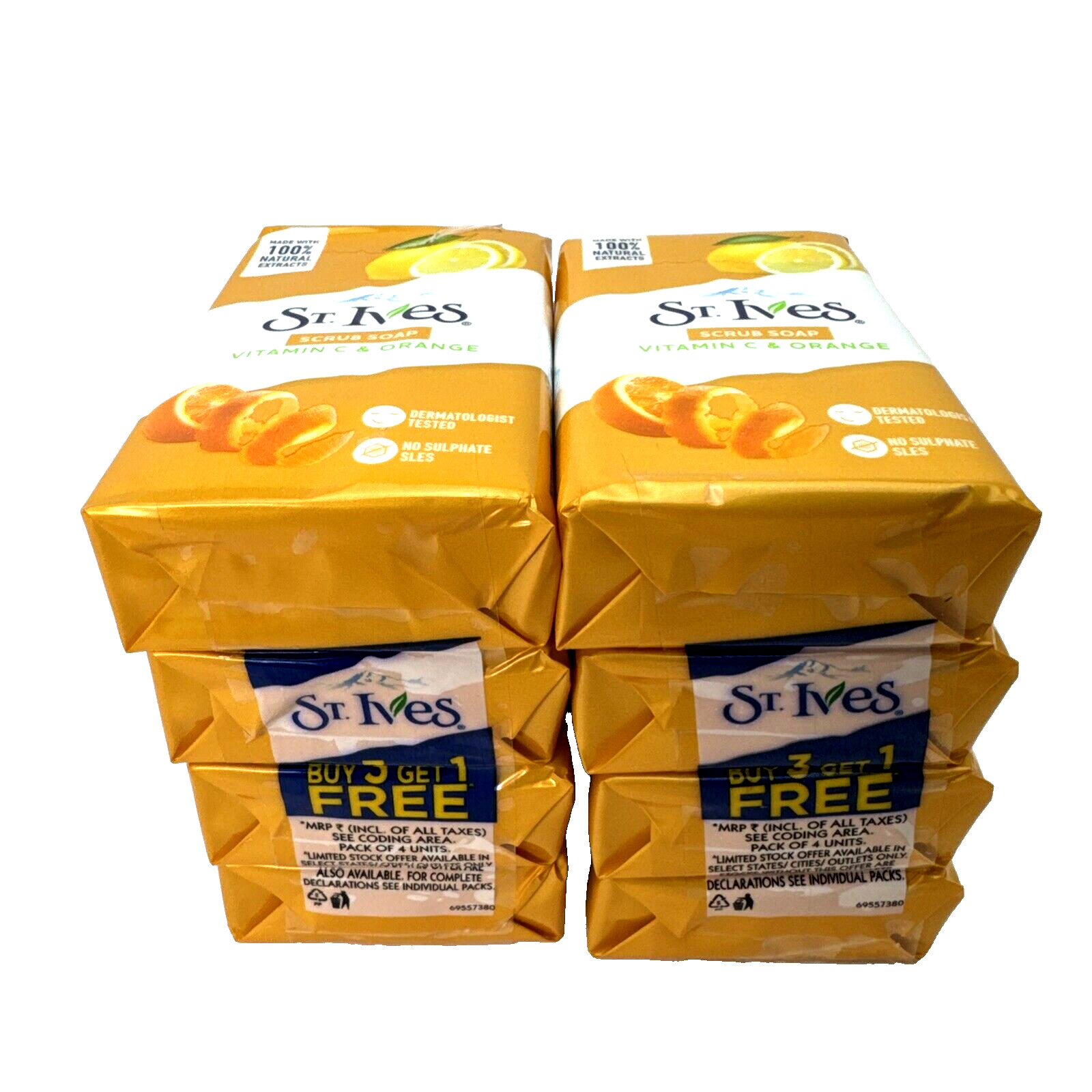 St. Ives Plant Based Scrub Soap Vitamin C & Orange ~8 bars/100 g each~ New